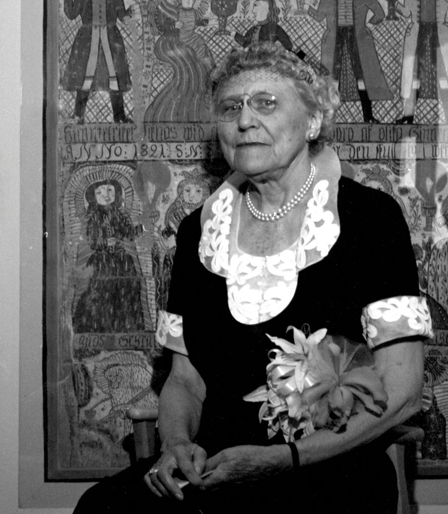 Florence Dibell Bartlett at Museum of International Folk Art on opening day, September 5, 1953.